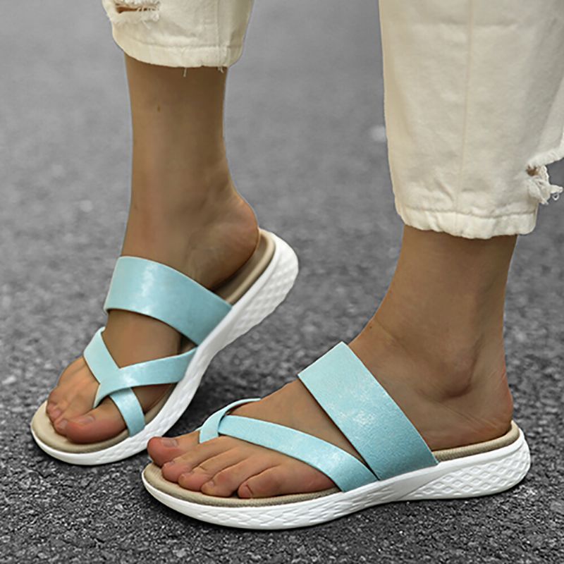 Dam Tå Ring Slip On Mjuk Sula Casual Summer Flat Sandaler