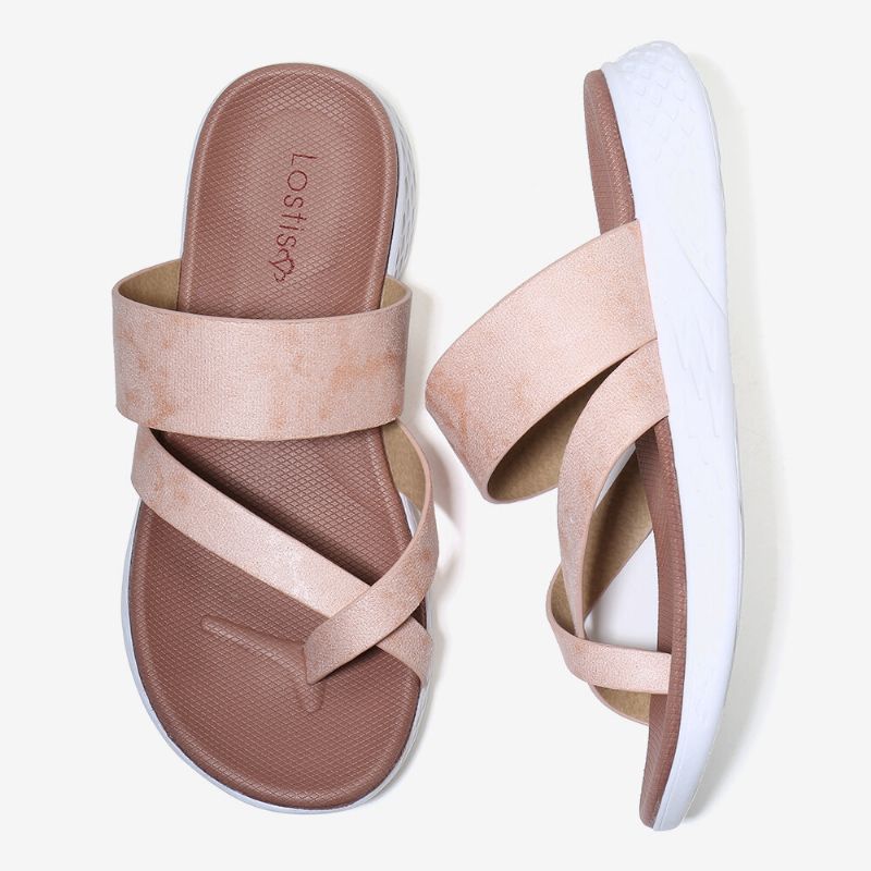 Dam Tå Ring Slip On Mjuk Sula Casual Summer Flat Sandaler