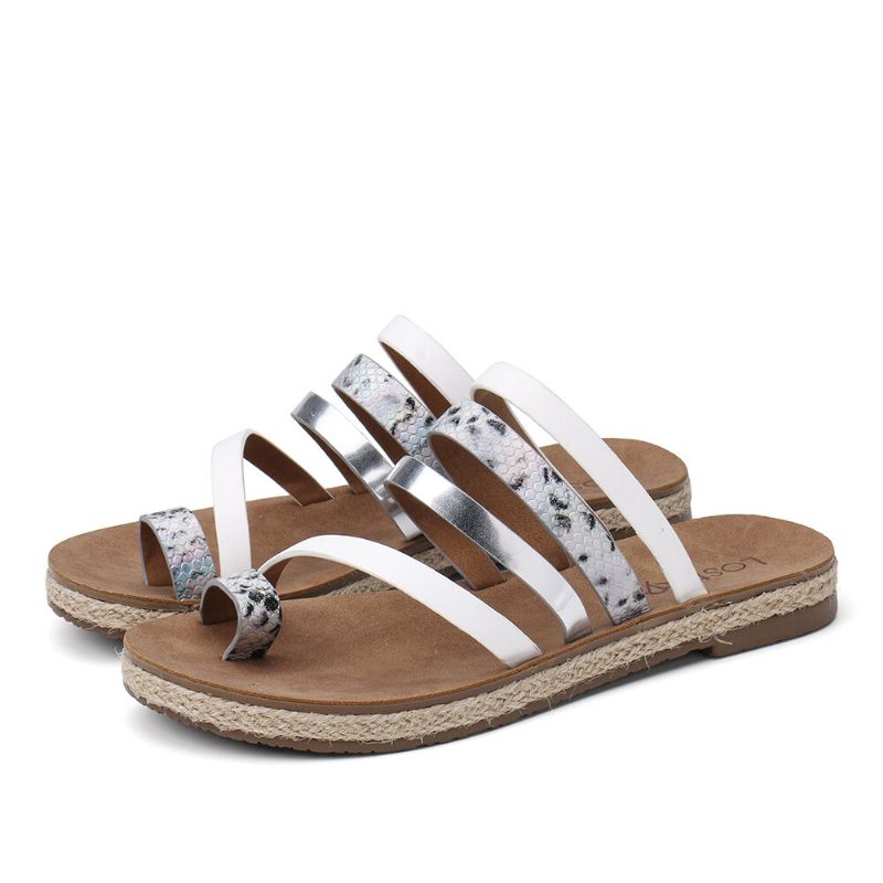 Dam Tå Ring Strappy Slip On Comfy Casual Sandaler