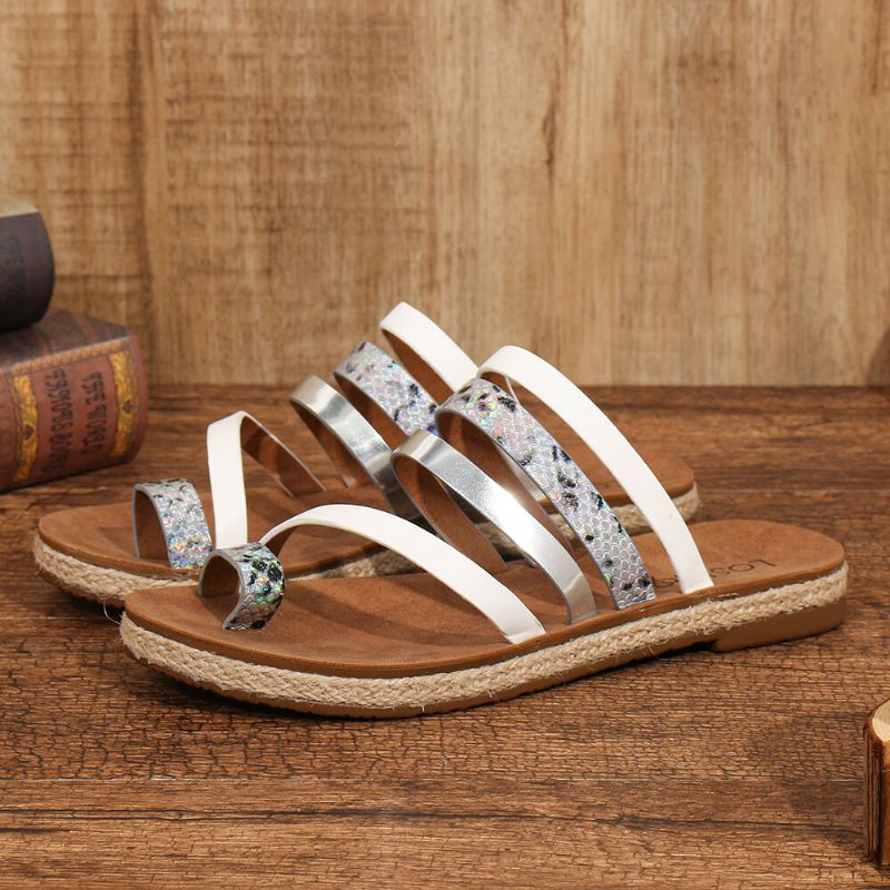 Dam Tå Ring Strappy Slip On Comfy Casual Sandaler