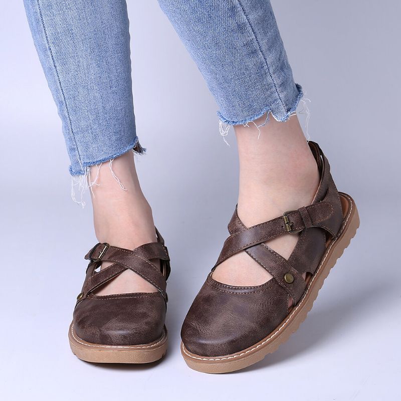 Dam Wide Fit Comgy Cross Buckle Strap Closed Toe Sandaler