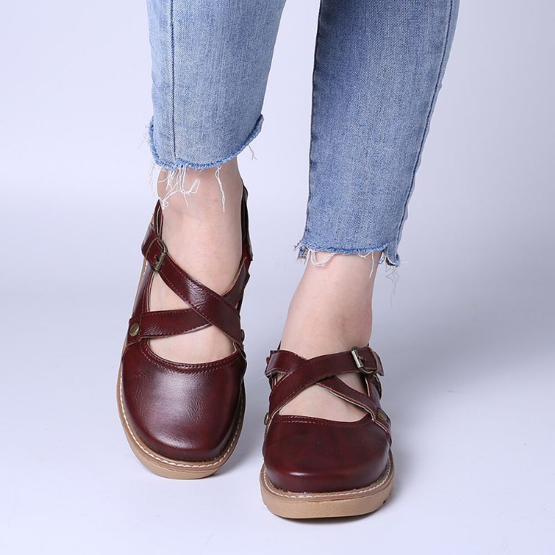 Dam Wide Fit Comgy Cross Buckle Strap Closed Toe Sandaler