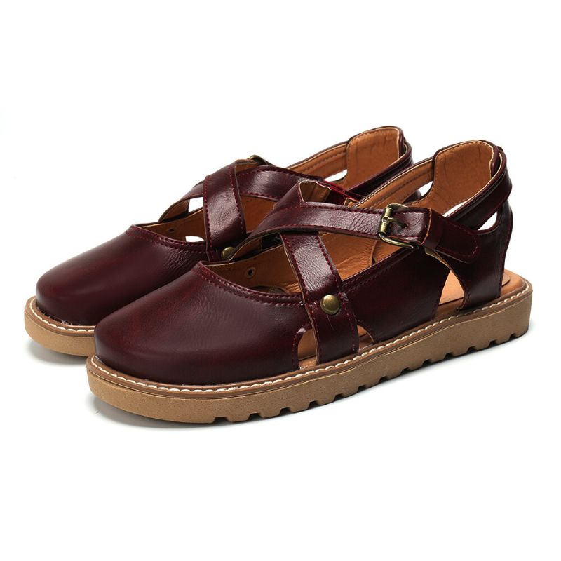 Dam Wide Fit Comgy Cross Buckle Strap Closed Toe Sandaler