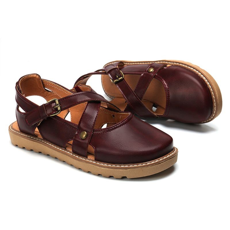 Dam Wide Fit Comgy Cross Buckle Strap Closed Toe Sandaler