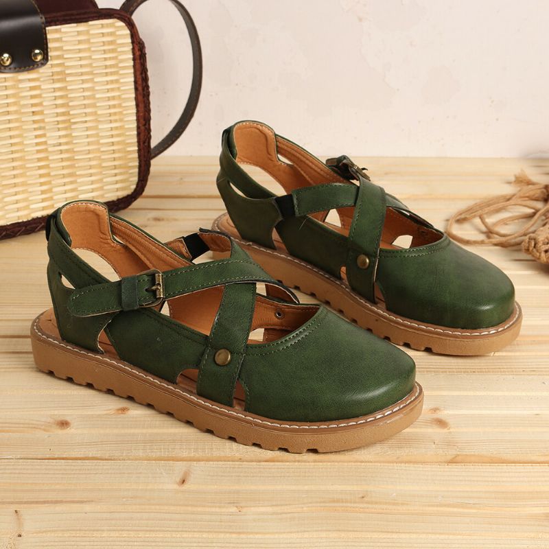 Dam Wide Fit Comgy Cross Buckle Strap Closed Toe Sandaler