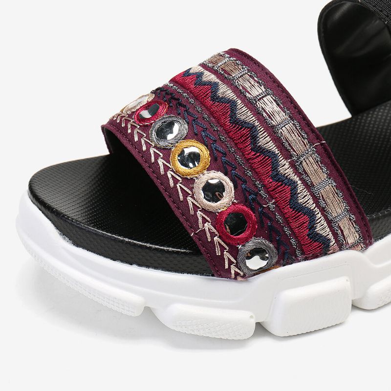 Dambroderade Halkfria Spännremm Casual Platform Sandaler