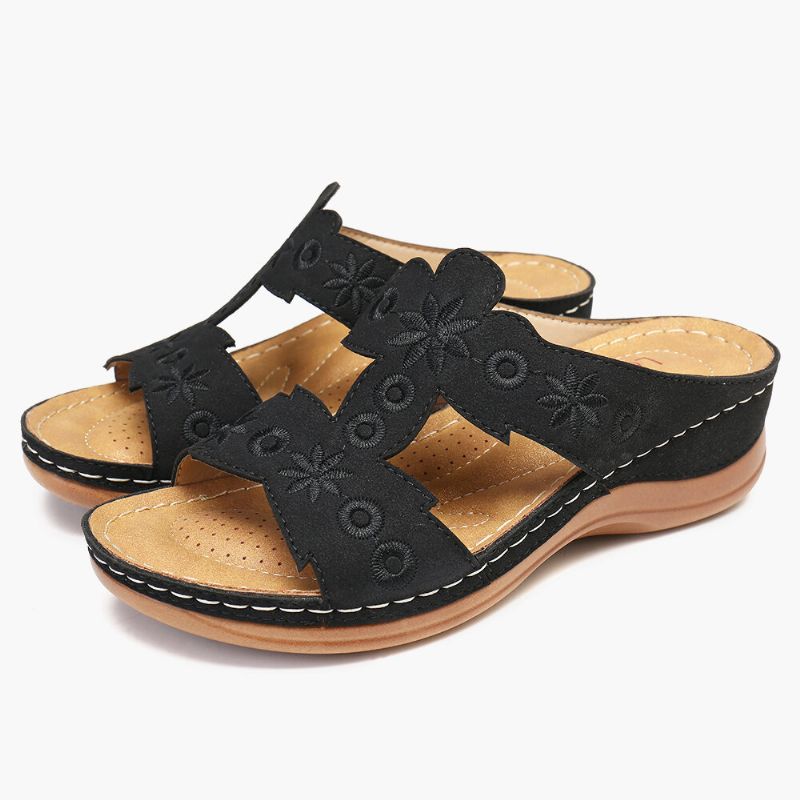 Dambroderi Bekväma Casual Summer Slip On Wedge Sandaler