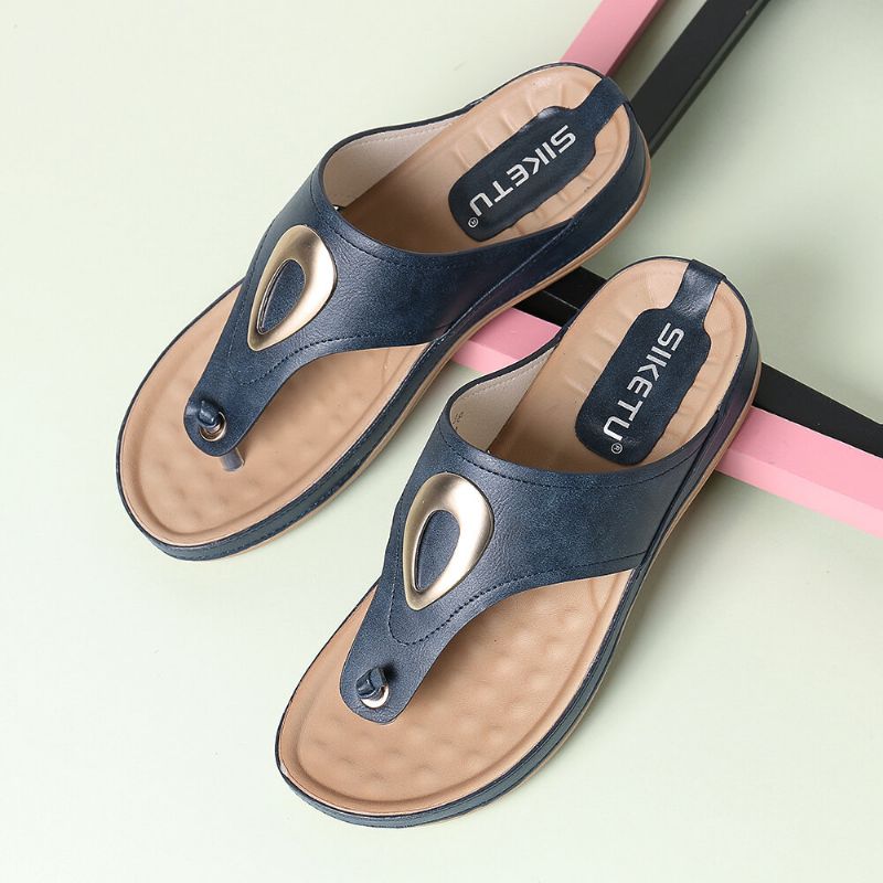 Damer Stor Storlek Metal Clip Toe Filp Flops Beach Casual Sandaler