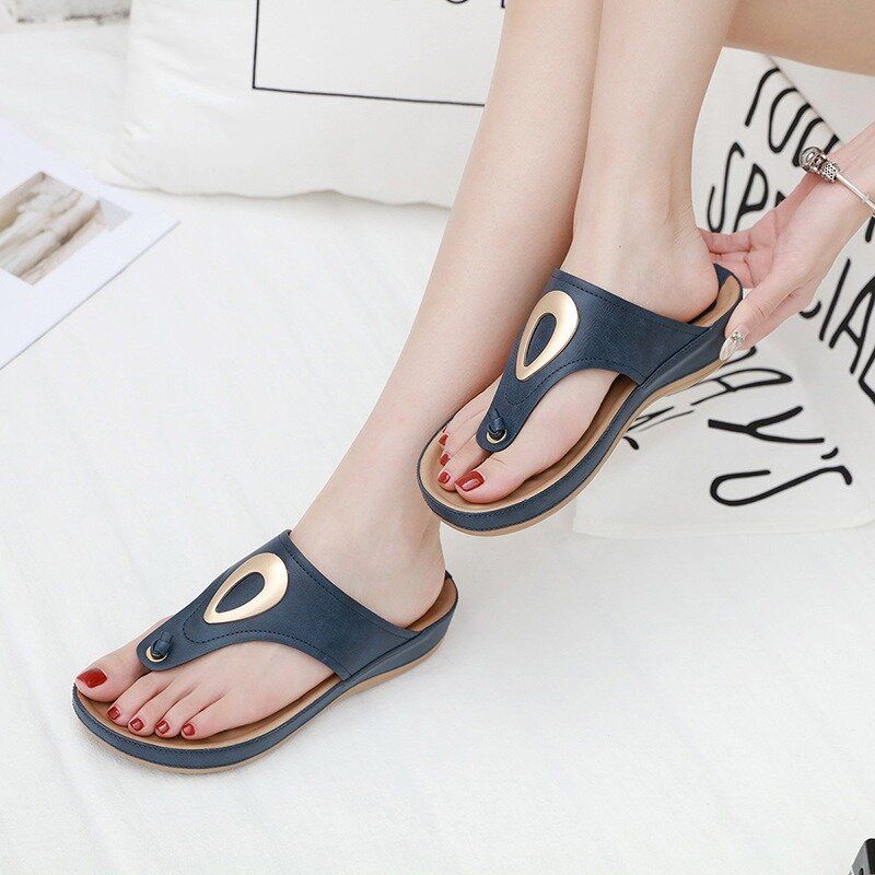 Damer Stor Storlek Metal Clip Toe Filp Flops Beach Casual Sandaler