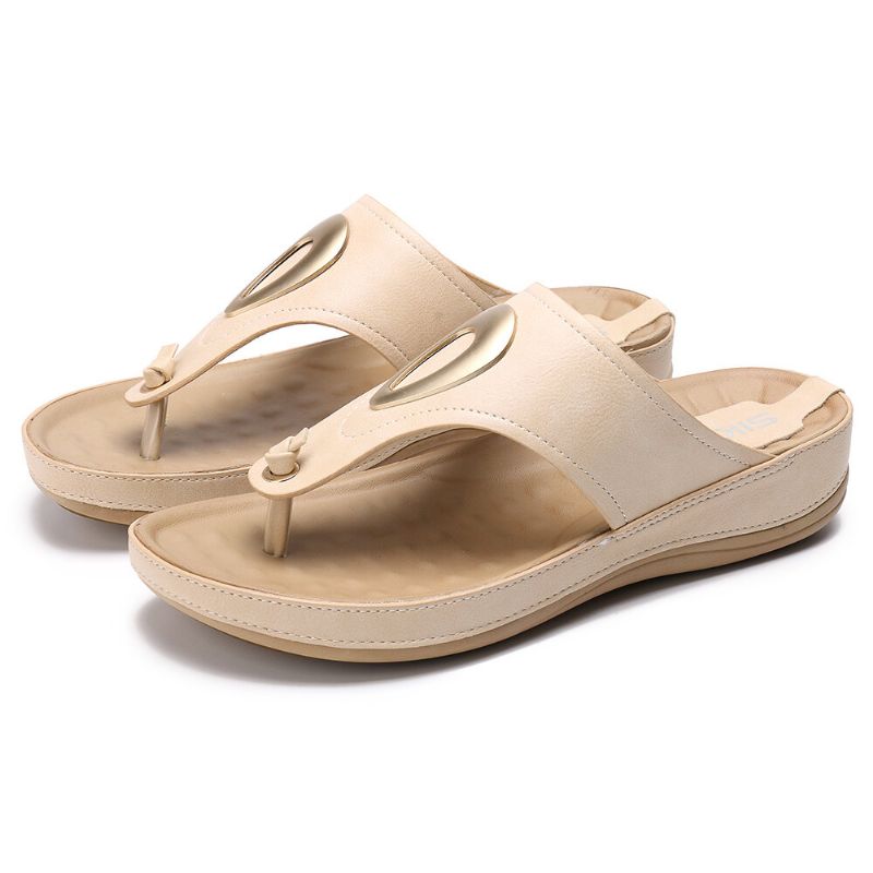 Damer Stor Storlek Metal Clip Toe Filp Flops Beach Casual Sandaler