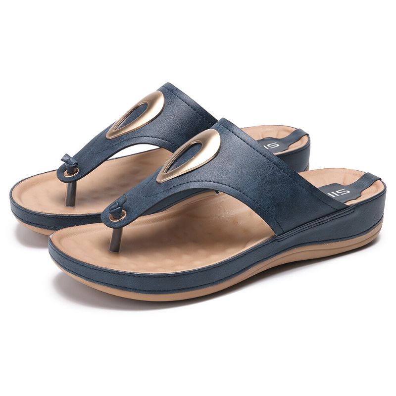 Damer Stor Storlek Metal Clip Toe Filp Flops Beach Casual Sandaler