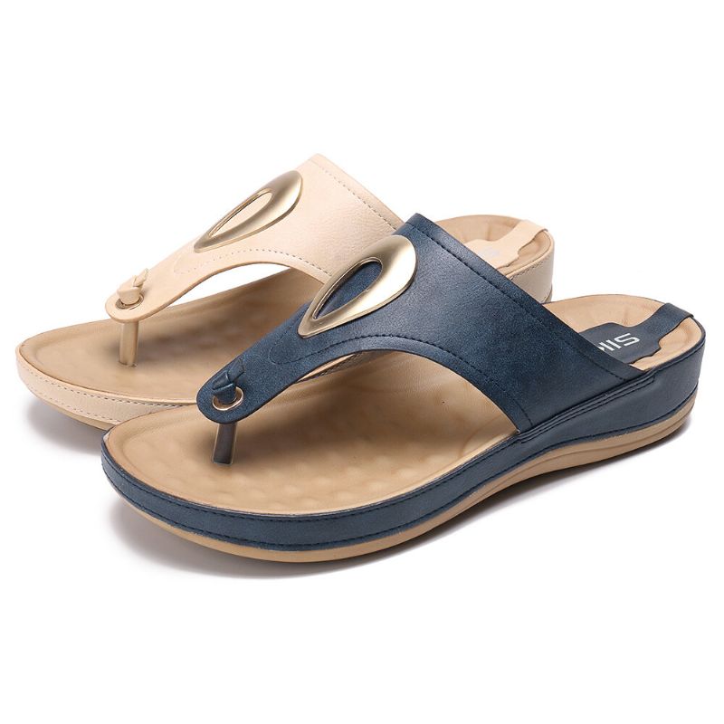 Damer Stor Storlek Metal Clip Toe Filp Flops Beach Casual Sandaler