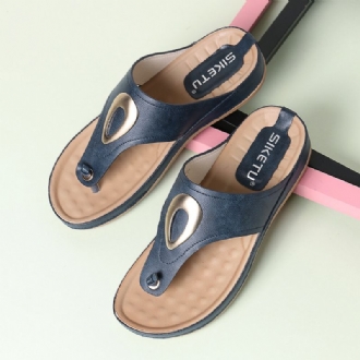 Damer Stor Storlek Metal Clip Toe Filp Flops Beach Casual Sandaler