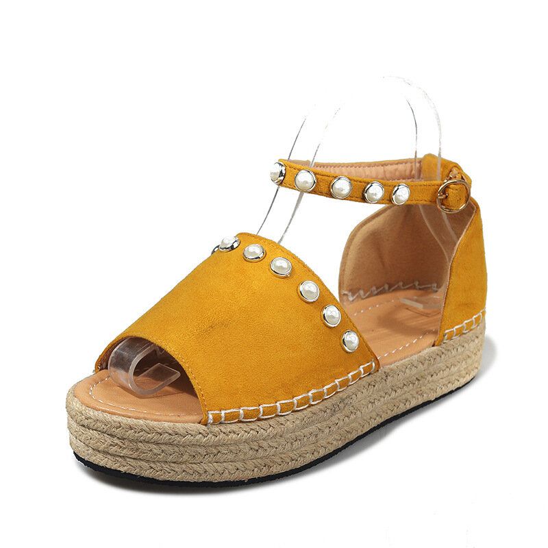 Dammocka Leopardtryck Solid Beading Spets Enkla Casual Sandaler