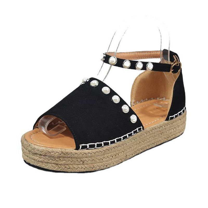 Dammocka Leopardtryck Solid Beading Spets Enkla Casual Sandaler