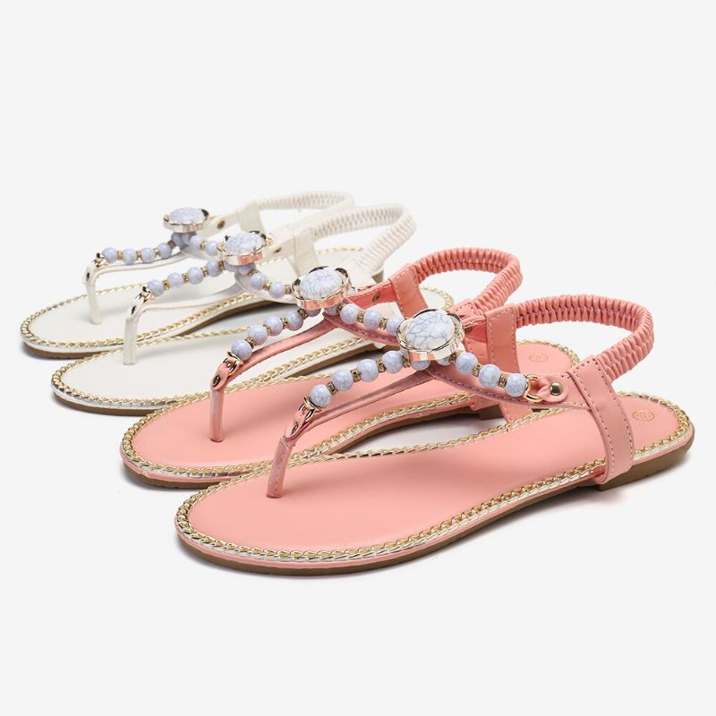 Dampärldekor Elastisk Flat Slip On Beach Clip Toe Sandaler