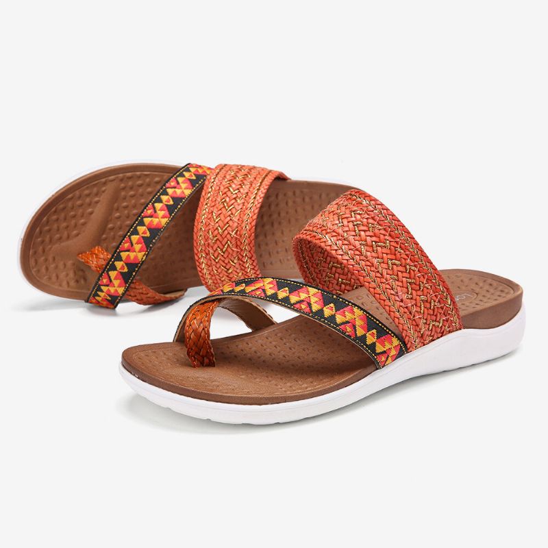 Damvävd Tåring Rygglös Mjuk Sula Slip On Casual Flat Sandaler