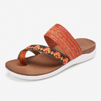 Damvävd Tåring Rygglös Mjuk Sula Slip On Casual Flat Sandaler