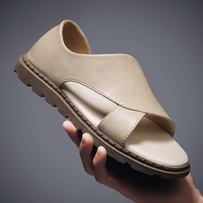 Kohud För Män Andas Ihålig Mjuk Botten Öppnad Tå Slip On Casual Sandaler