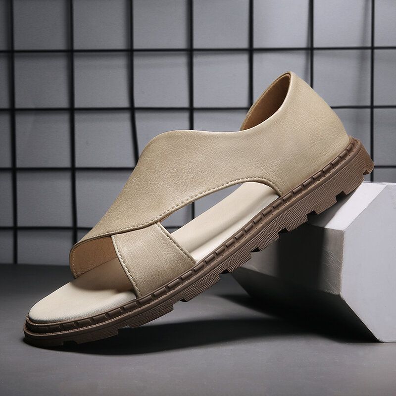 Kohud För Män Andas Ihålig Mjuk Botten Öppnad Tå Slip On Casual Sandaler