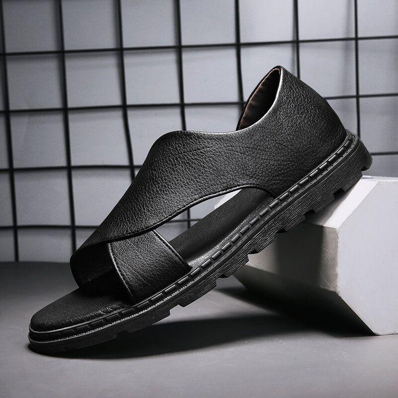 Kohud För Män Andas Ihålig Mjuk Botten Öppnad Tå Slip On Casual Sandaler