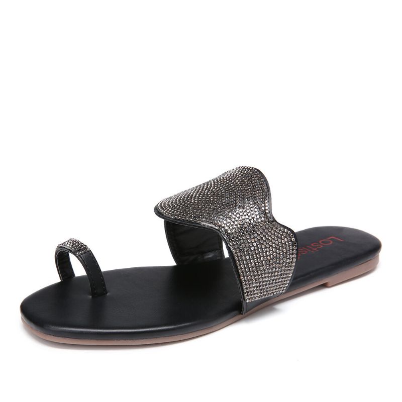 Kvinnor Beading Toe Ring Casual Summer Slide Sandaler