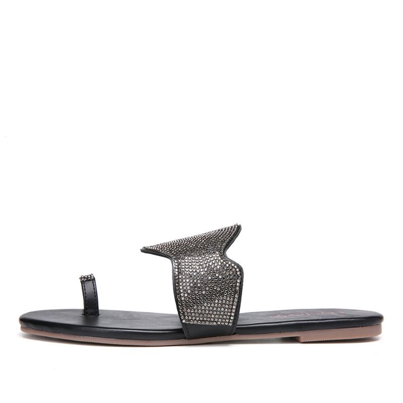 Kvinnor Beading Toe Ring Casual Summer Slide Sandaler