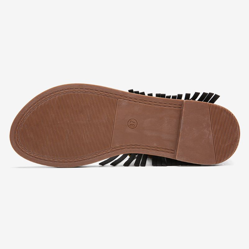 Kvinnor Broderi Clip Toe Back Dragkedja Mid Claf Flat Sandaler