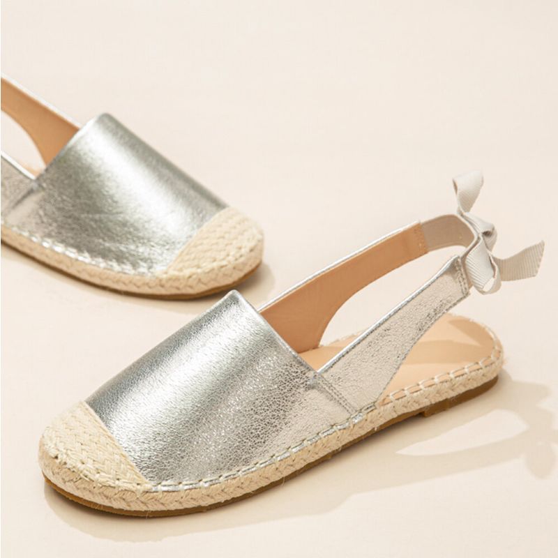 Kvinnor Casual Closed Toe Bowknot Häl Espadrille Splicing Flats Fisherman's Sandals