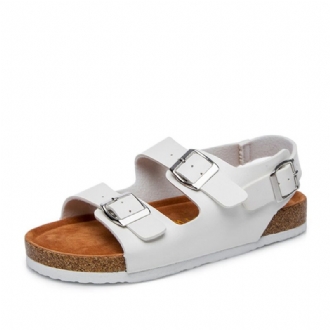 Kvinnor Casual Enfärgad Dual Spänne Strap Slingback Beach Cork Sandaler