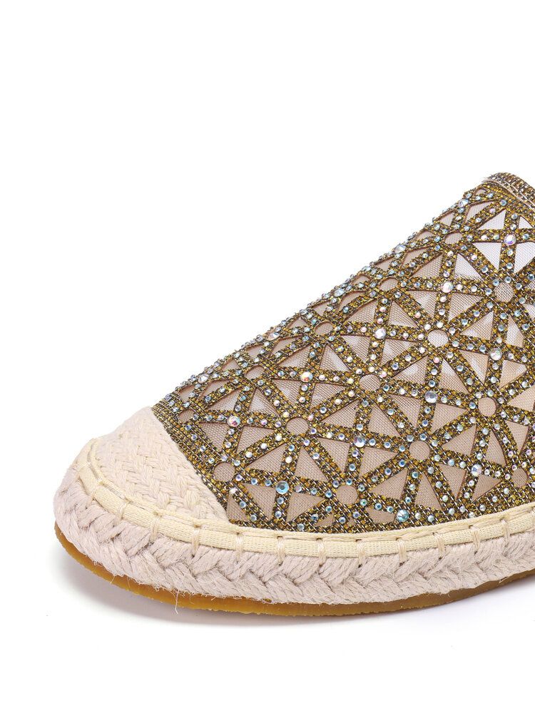 Kvinnor Casual Rhinestone Bekväma Bärbara Platta Rygglösa Sandaler