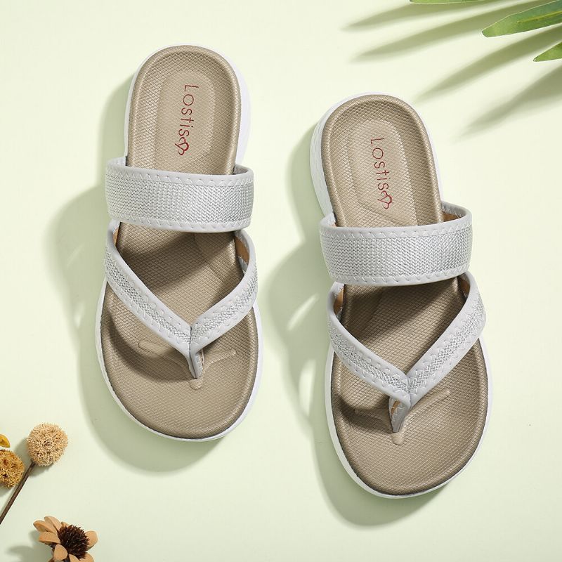 Kvinnor Flip Flops Stitching Mjuk Sula Slip On Casual Sommar Flat Sandaler