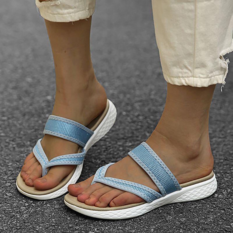 Kvinnor Flip Flops Stitching Mjuk Sula Slip On Casual Sommar Flat Sandaler