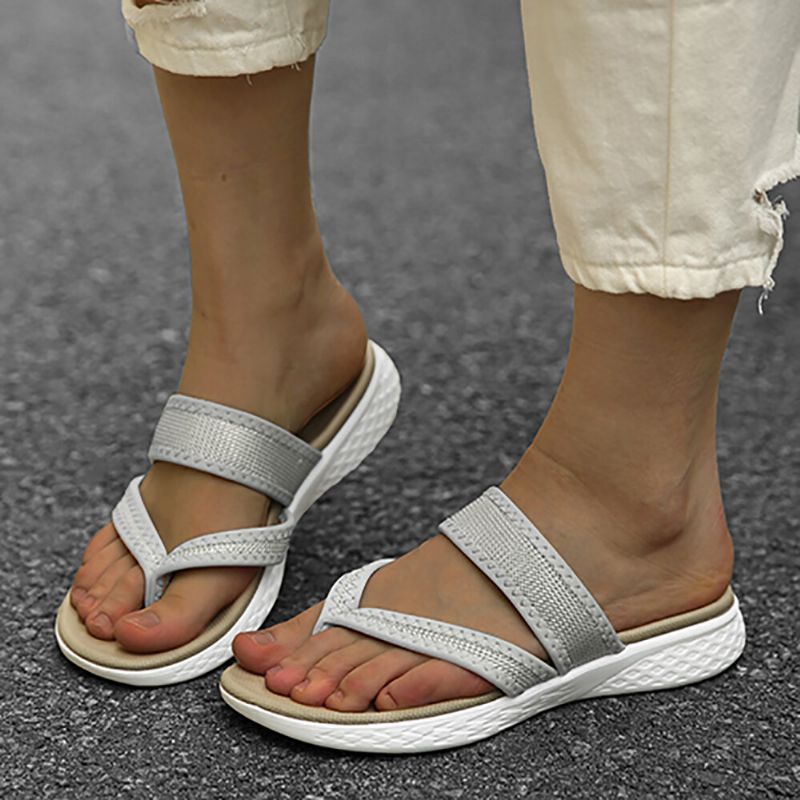 Kvinnor Flip Flops Stitching Mjuk Sula Slip On Casual Sommar Flat Sandaler