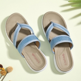 Kvinnor Flip Flops Stitching Mjuk Sula Slip On Casual Sommar Flat Sandaler