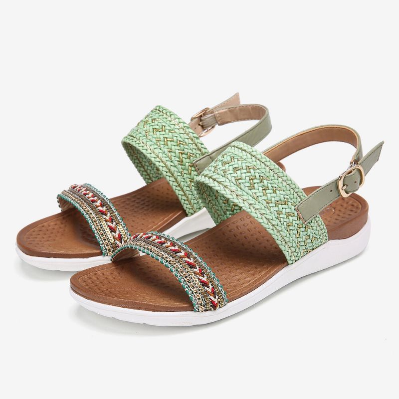 Kvinnor Folkways Broderade Bekväma Halksäkra Casual Beach Sandaler