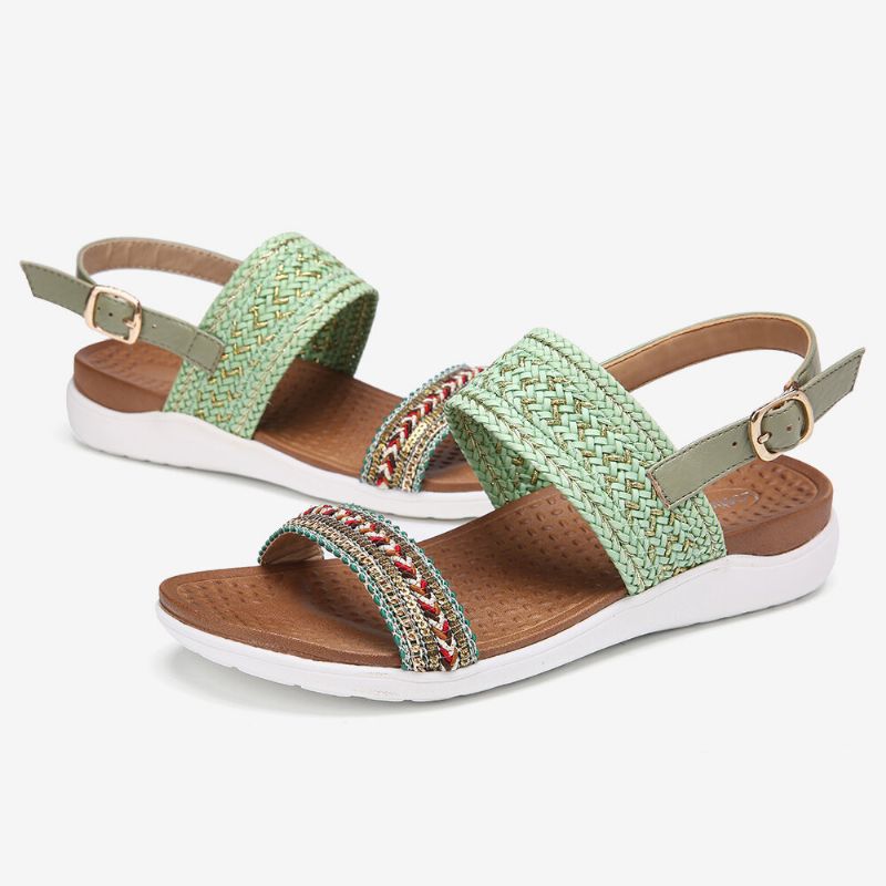 Kvinnor Folkways Broderade Bekväma Halksäkra Casual Beach Sandaler