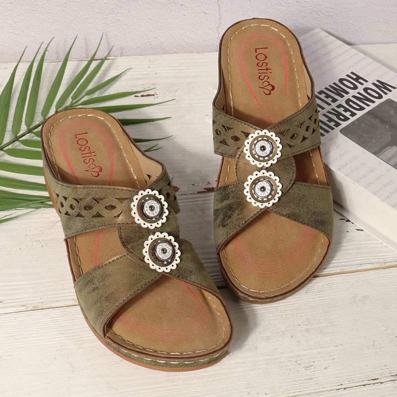 Kvinnor Hollow Out Öppnad Toe Beach Wedges Casual Sandaler