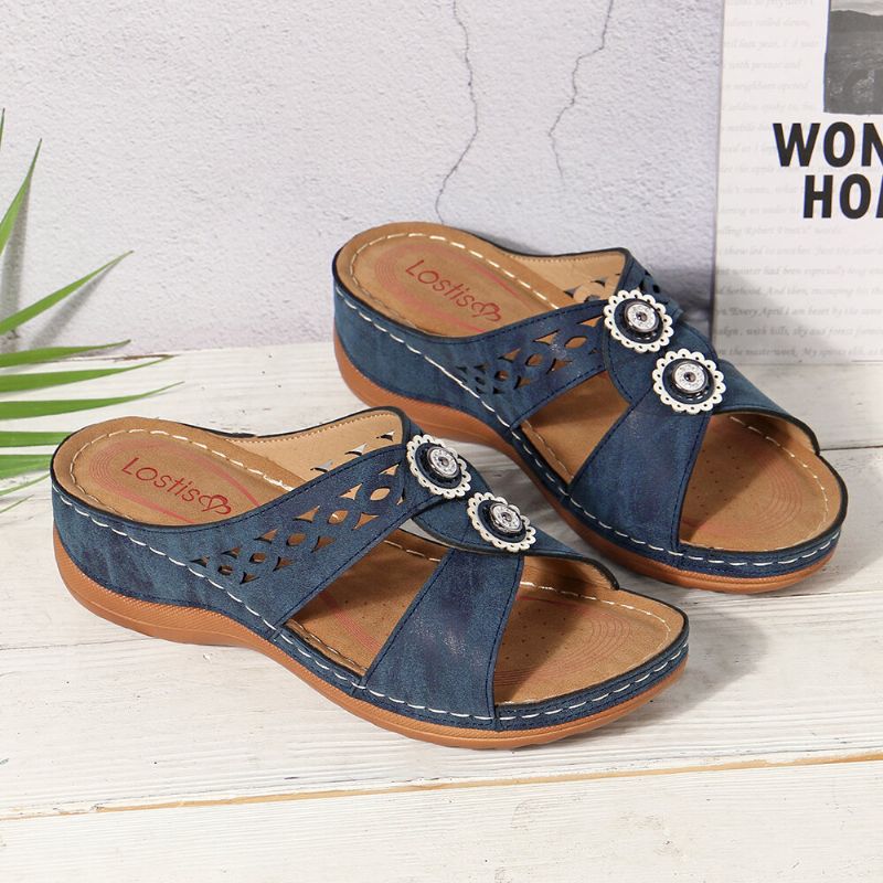 Kvinnor Hollow Out Öppnad Toe Beach Wedges Casual Sandaler