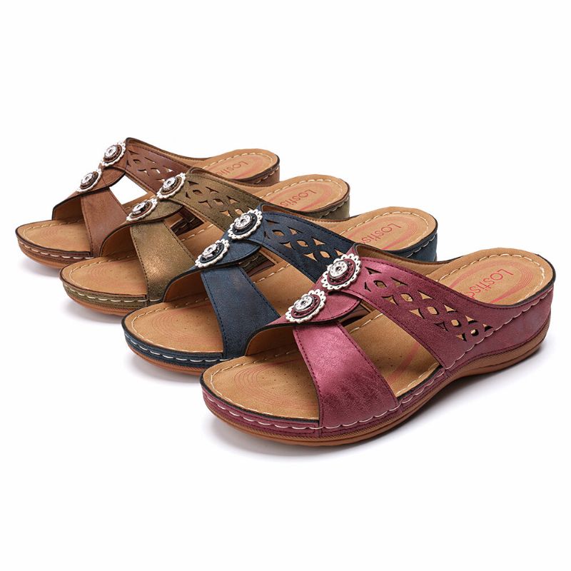 Kvinnor Hollow Out Öppnad Toe Beach Wedges Casual Sandaler