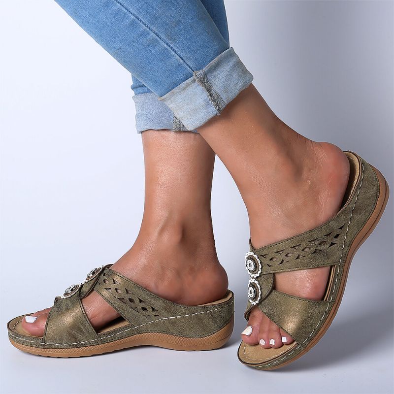 Kvinnor Hollow Out Öppnad Toe Beach Wedges Casual Sandaler