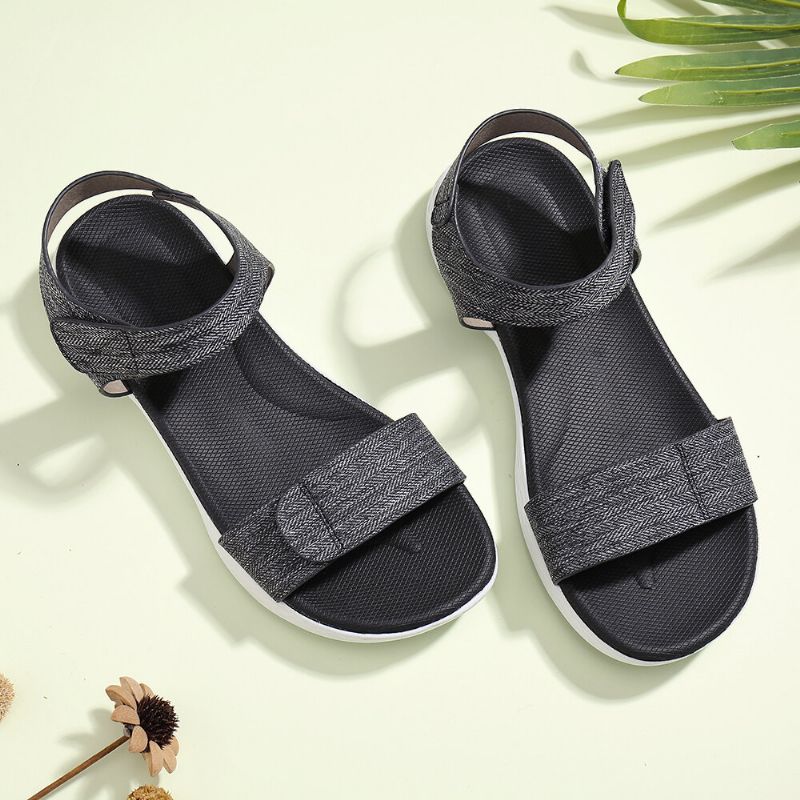 Kvinnor Med Krokögla Med Öppen Tå Mjuk Sula Bekväm Sommar Casual Flat Sandaler