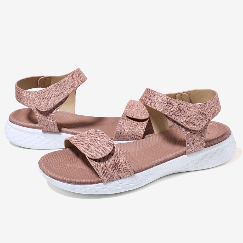 Kvinnor Med Krokögla Med Öppen Tå Mjuk Sula Bekväm Sommar Casual Flat Sandaler