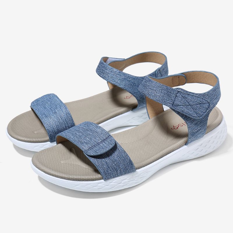 Kvinnor Med Krokögla Med Öppen Tå Mjuk Sula Bekväm Sommar Casual Flat Sandaler