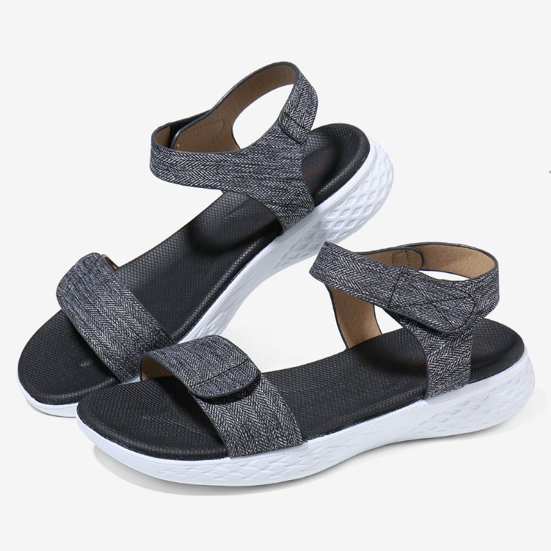 Kvinnor Med Krokögla Med Öppen Tå Mjuk Sula Bekväm Sommar Casual Flat Sandaler