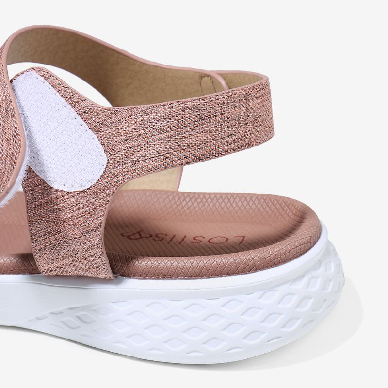 Kvinnor Med Krokögla Med Öppen Tå Mjuk Sula Bekväm Sommar Casual Flat Sandaler