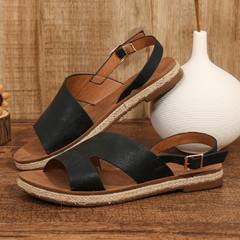 Kvinnor Single Strap Casual Slingback Flat Sandaler