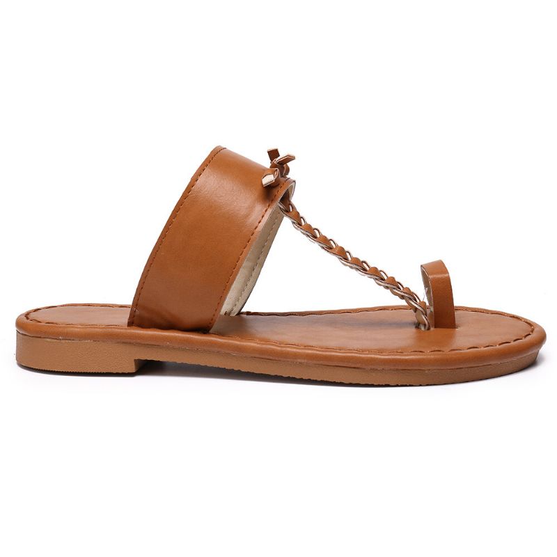 Kvinnor Sommar Retro Flätade Flip Flops Flat Slide Sandaler