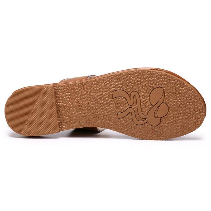 Kvinnor Sommar Retro Flätade Flip Flops Flat Slide Sandaler