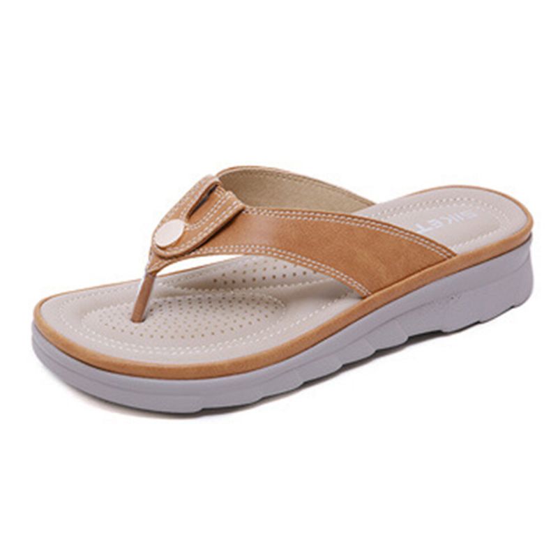 Kvinnor Stora Sömmar Flip Flops Strand Flat Casual Sandaler